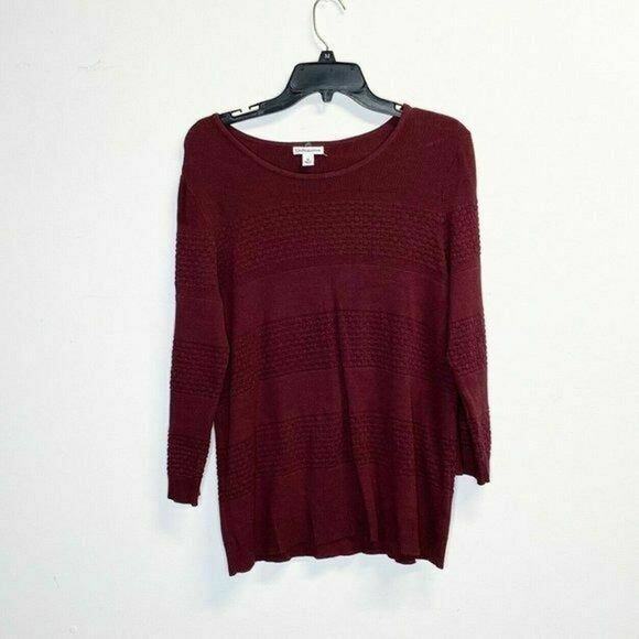 Croft & barrow knit pullover sweater burgundy Blouse sz M cotton - Picture 2 of 12
